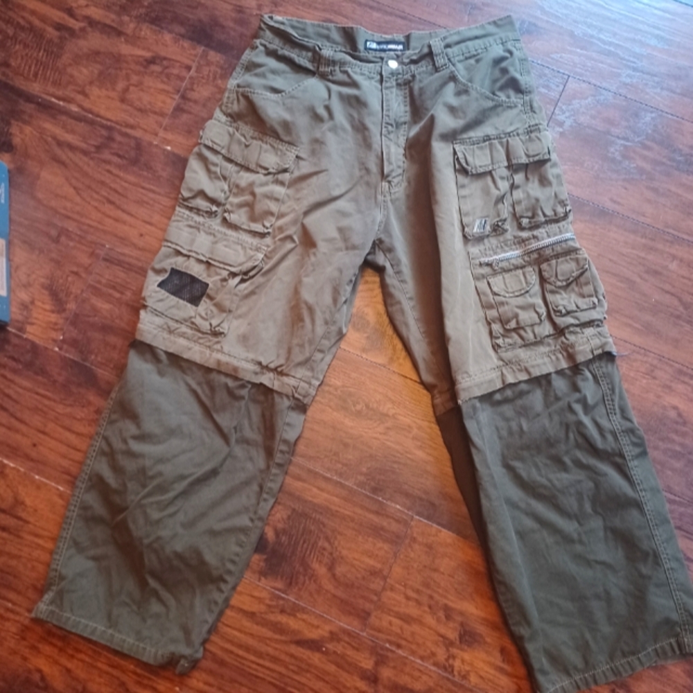 VTG 90s Y2K Macgear Army Green Convertible Cargo Pants Wide Leg
